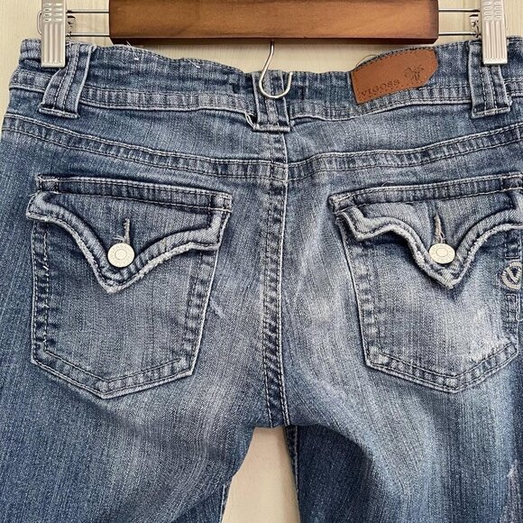 Vigoss Junior Women's The New York Bootcut Distressed Blue Denim Jeans Size 3 - Picture 6 of 12